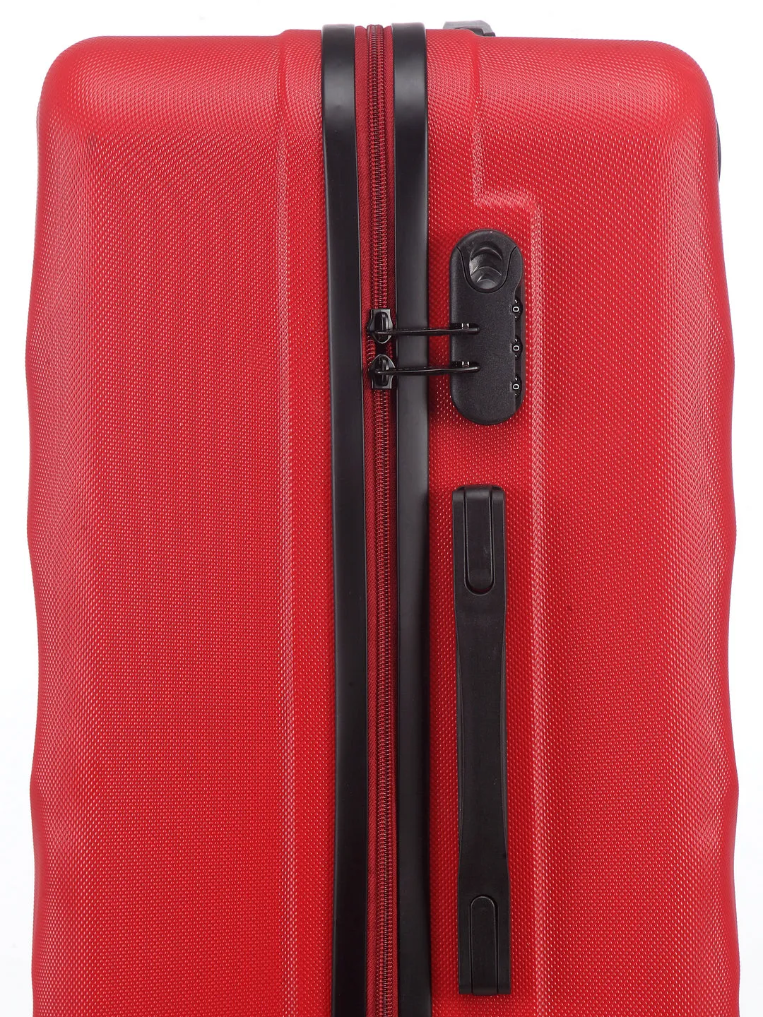 Unisex Red Textured Hard-Sided Set Trolley Suitcase