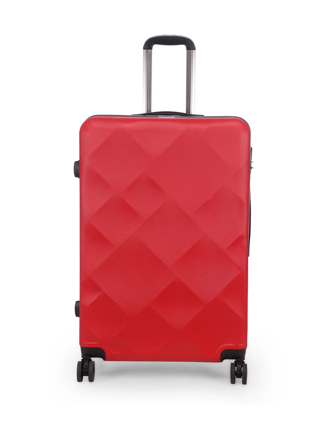 Unisex Red Textured Hard-Sided Set Trolley Suitcase