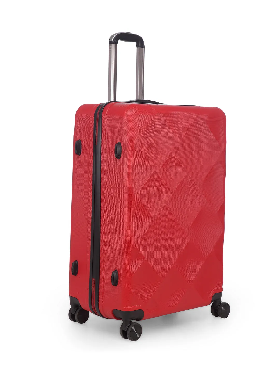 Unisex Red Textured Hard-Sided Set Trolley Suitcase