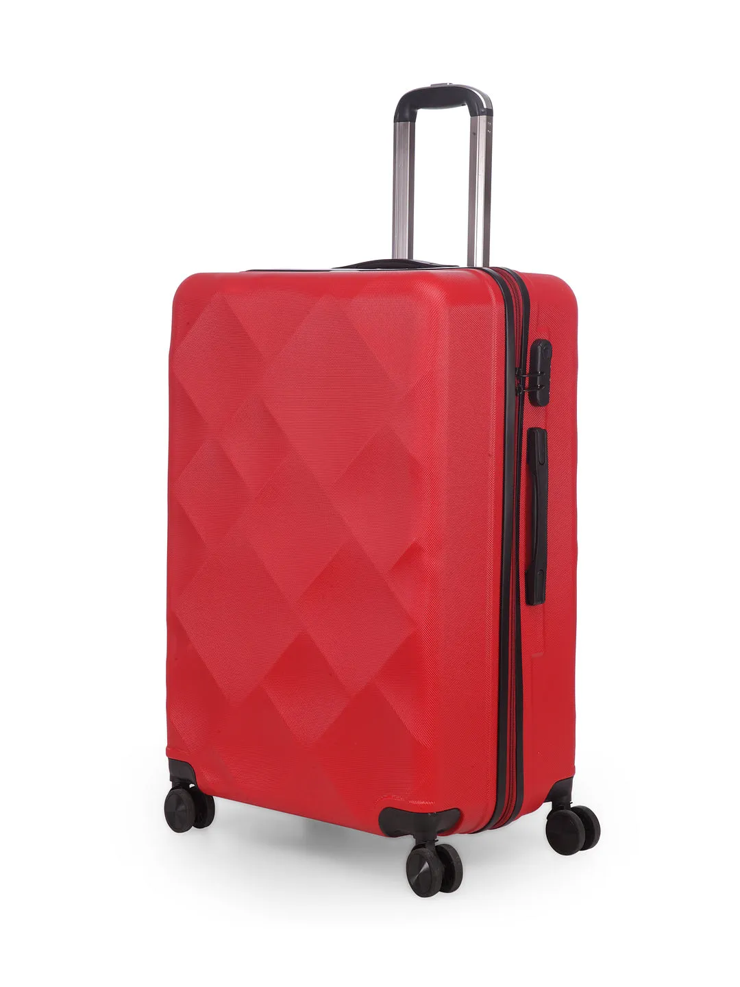 Unisex Red Textured Hard-Sided Set Trolley Suitcase