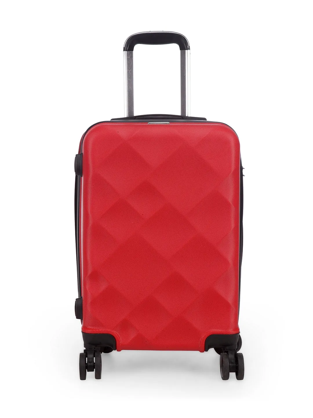 Unisex Red Textured Hard-Sided Set Trolley Suitcase