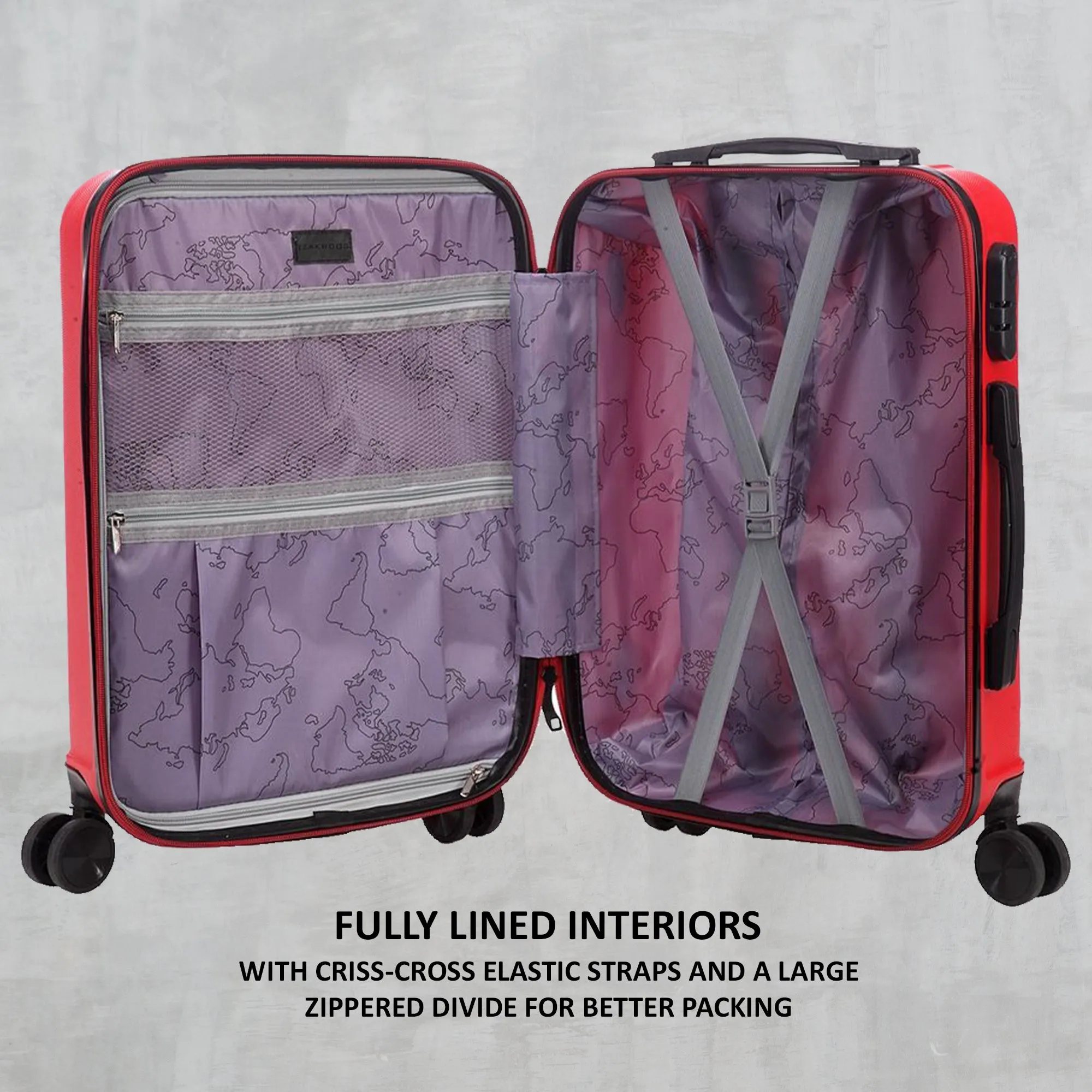 Unisex Red Textured Hard-Sided small Trolley Suitcase