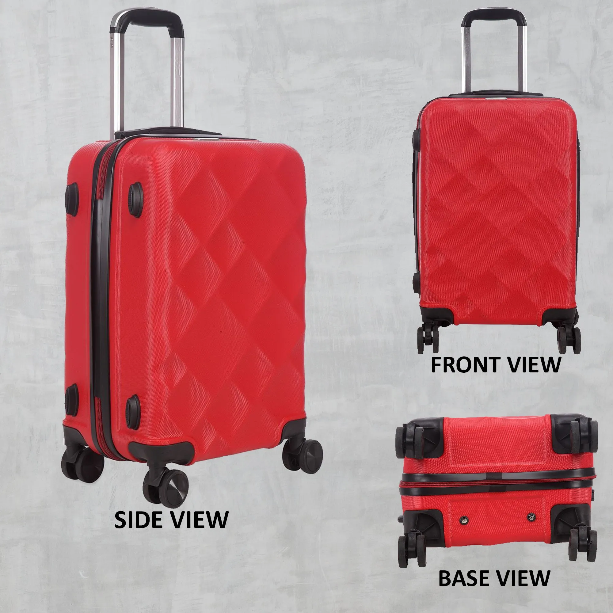 Unisex Red Textured Hard-Sided small Trolley Suitcase