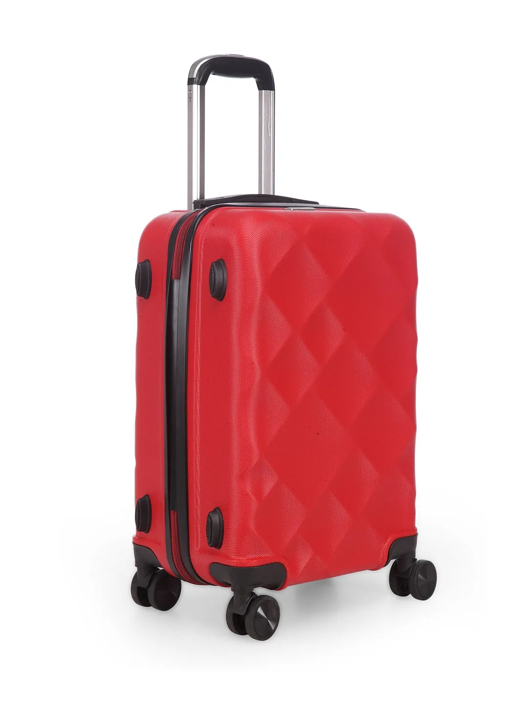 Unisex Red Textured Hard-Sided small Trolley Suitcase