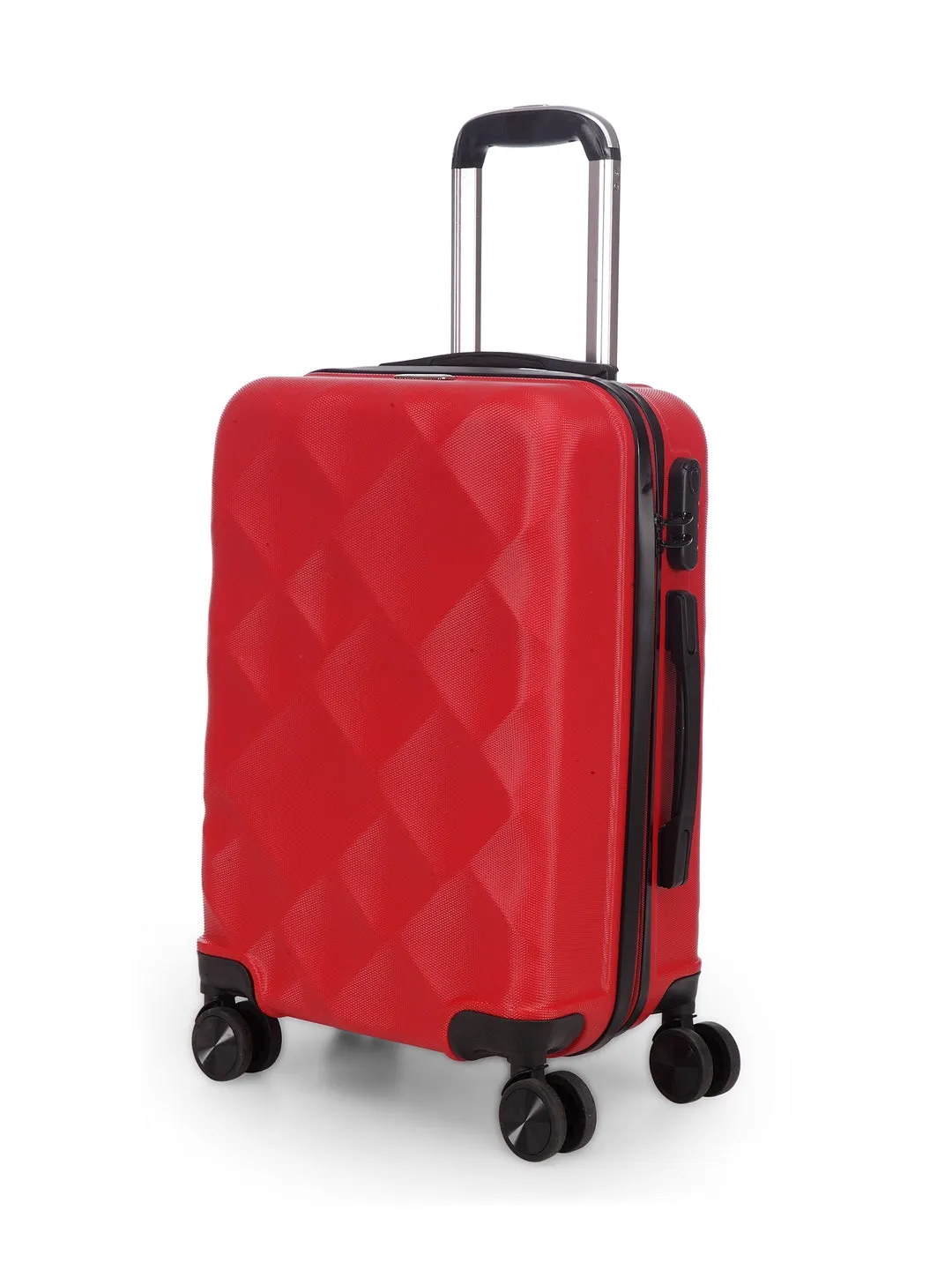 Unisex Red Textured Hard-Sided small Trolley Suitcase