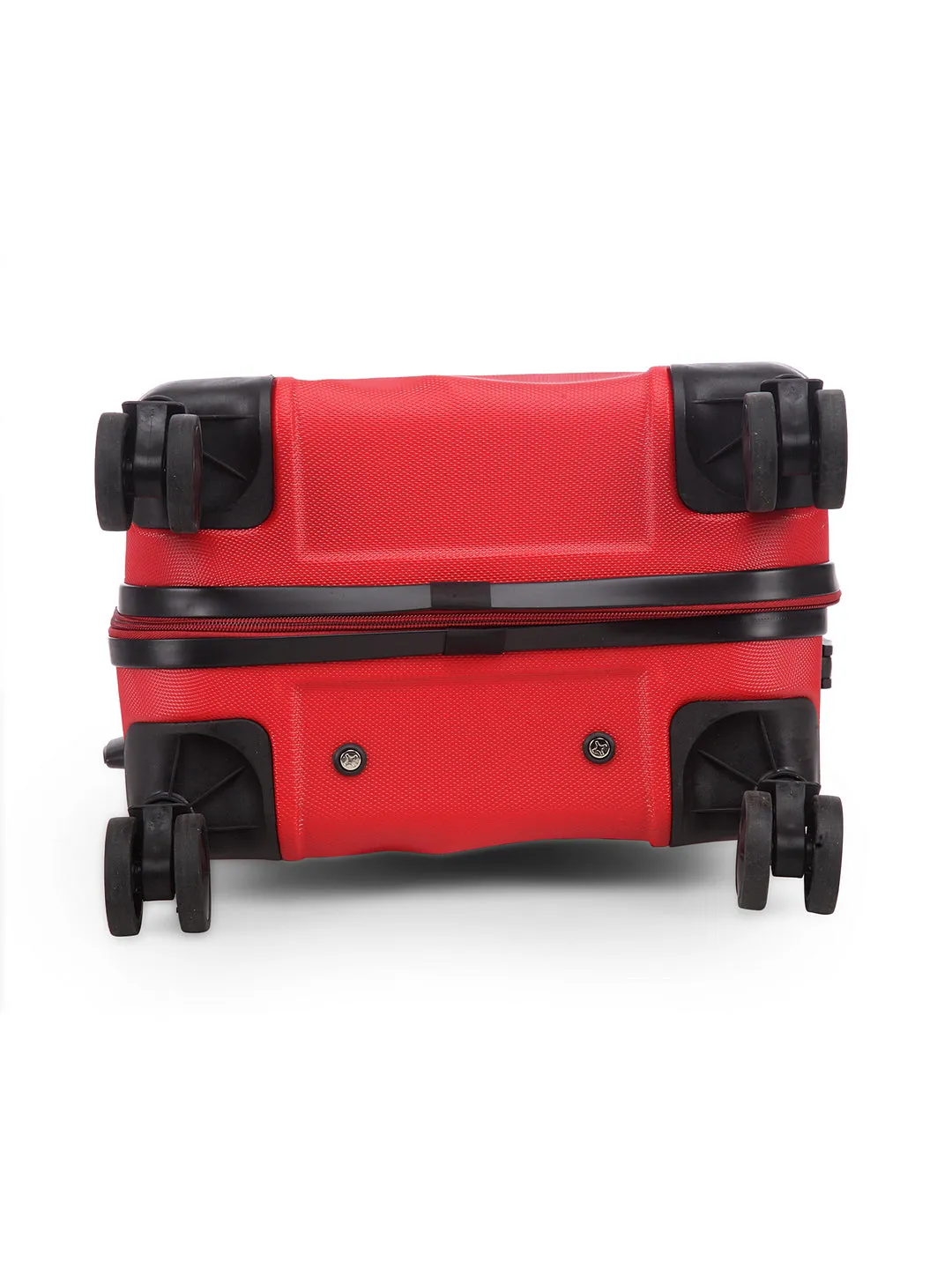 Unisex Red Textured Hard-Sided small Trolley Suitcase