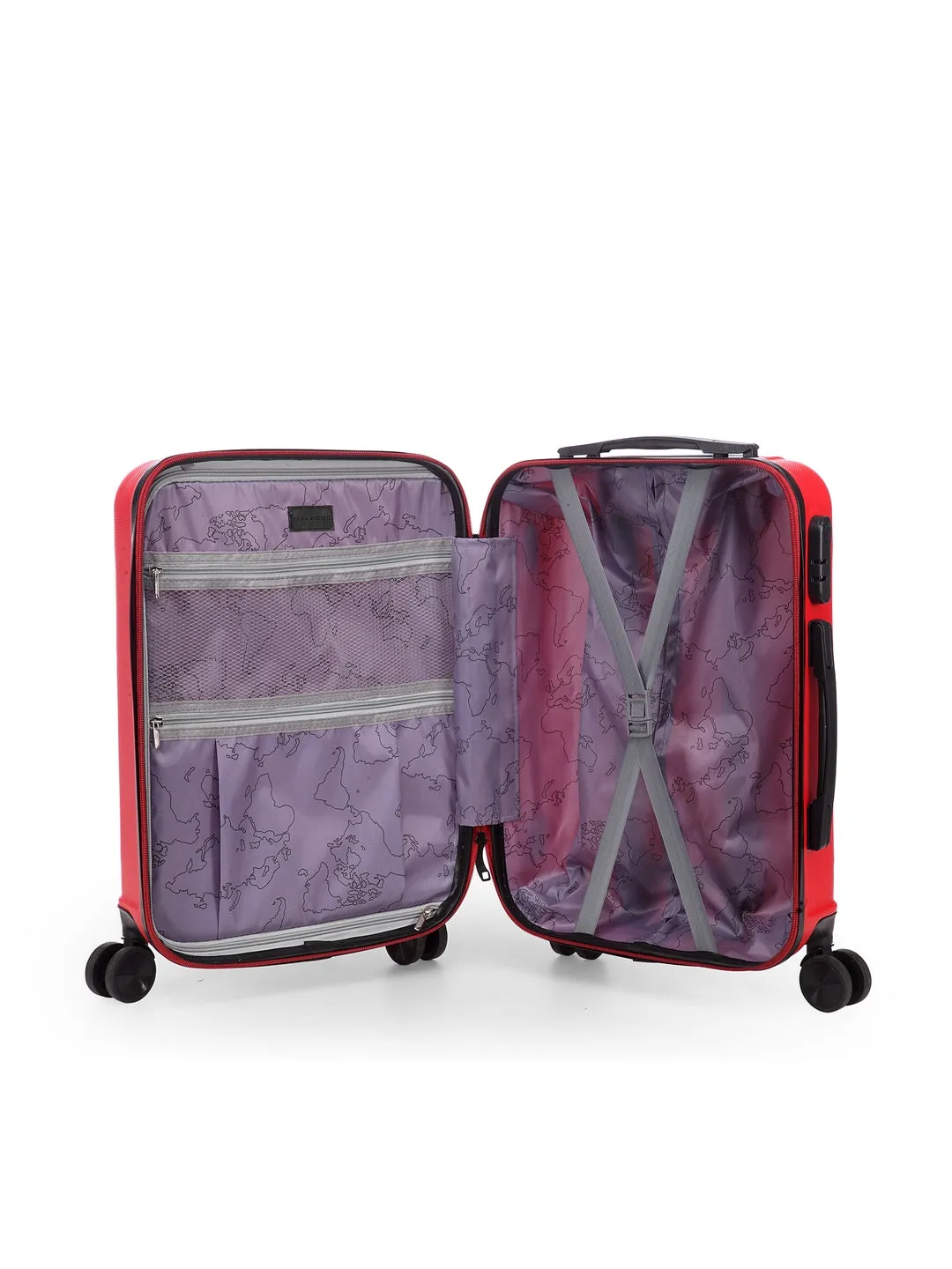 Unisex Red Textured Hard-Sided small Trolley Suitcase