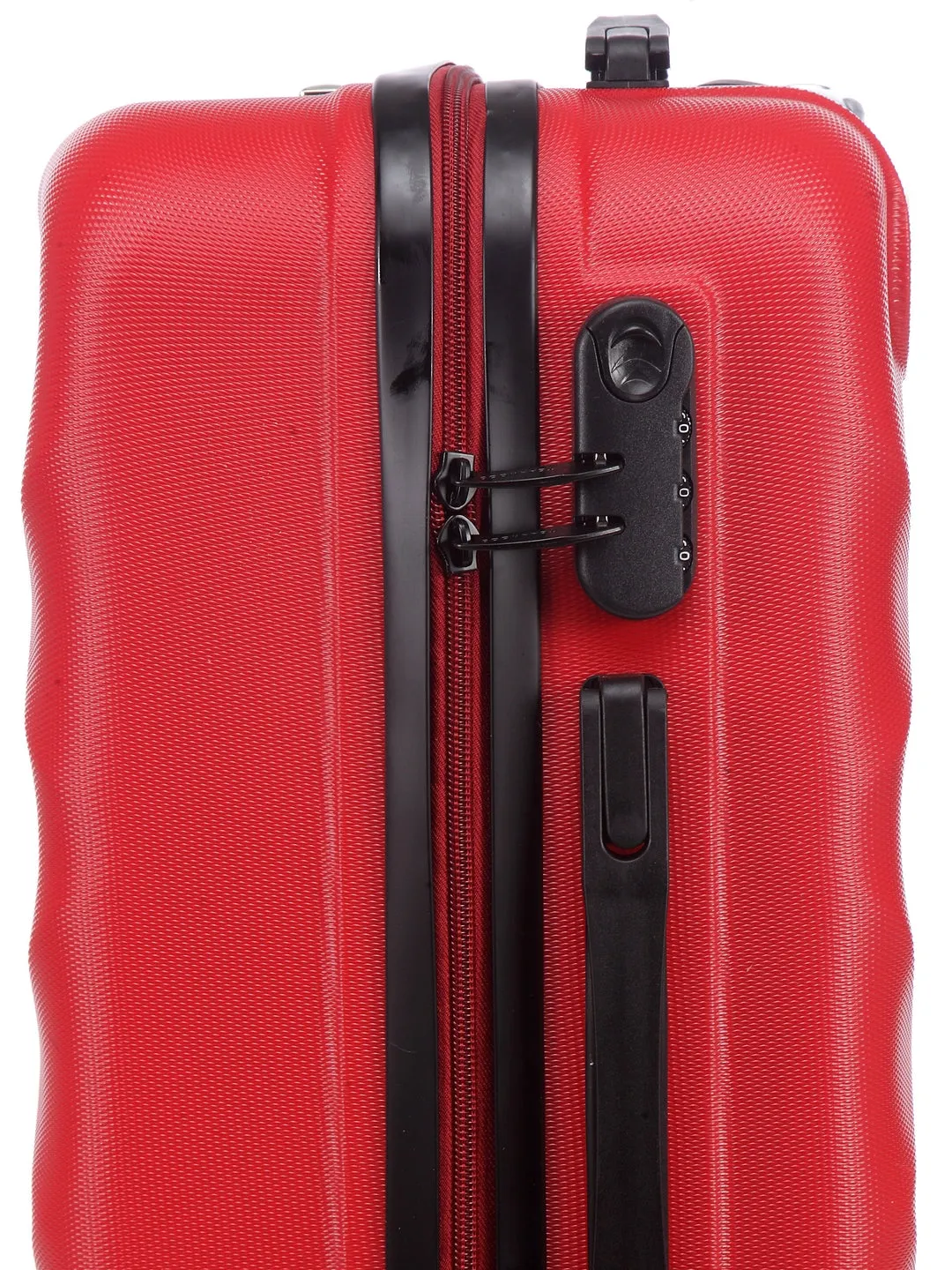 Unisex Red Textured Hard-Sided small Trolley Suitcase