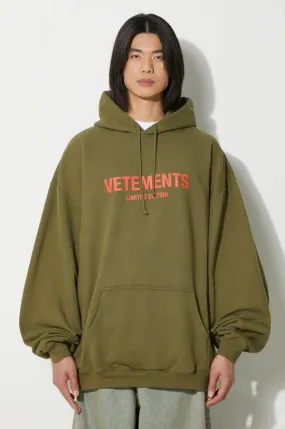 VETEMENTS sweatshirt Limited Edition Logo Hoodie green color hooded with a print UE64HD600Z