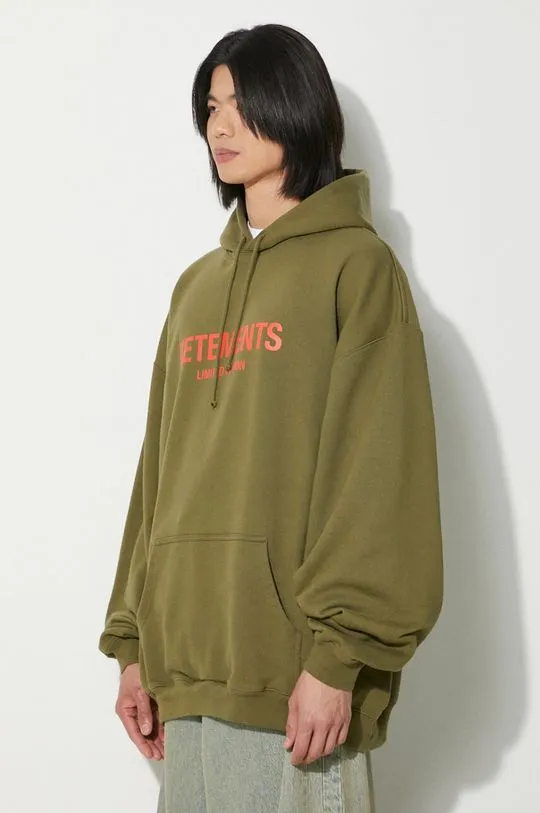 VETEMENTS sweatshirt Limited Edition Logo Hoodie green color hooded with a print UE64HD600Z