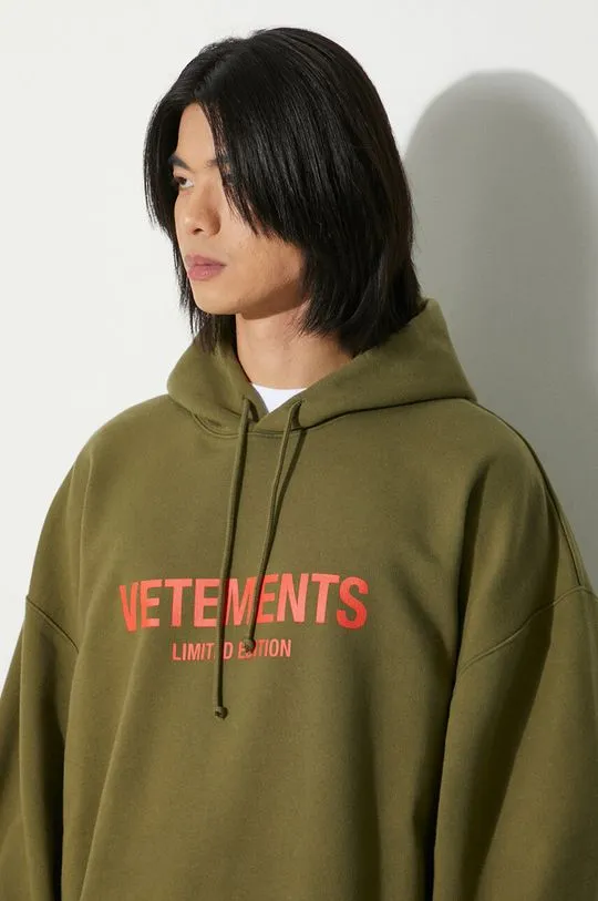 VETEMENTS sweatshirt Limited Edition Logo Hoodie green color hooded with a print UE64HD600Z