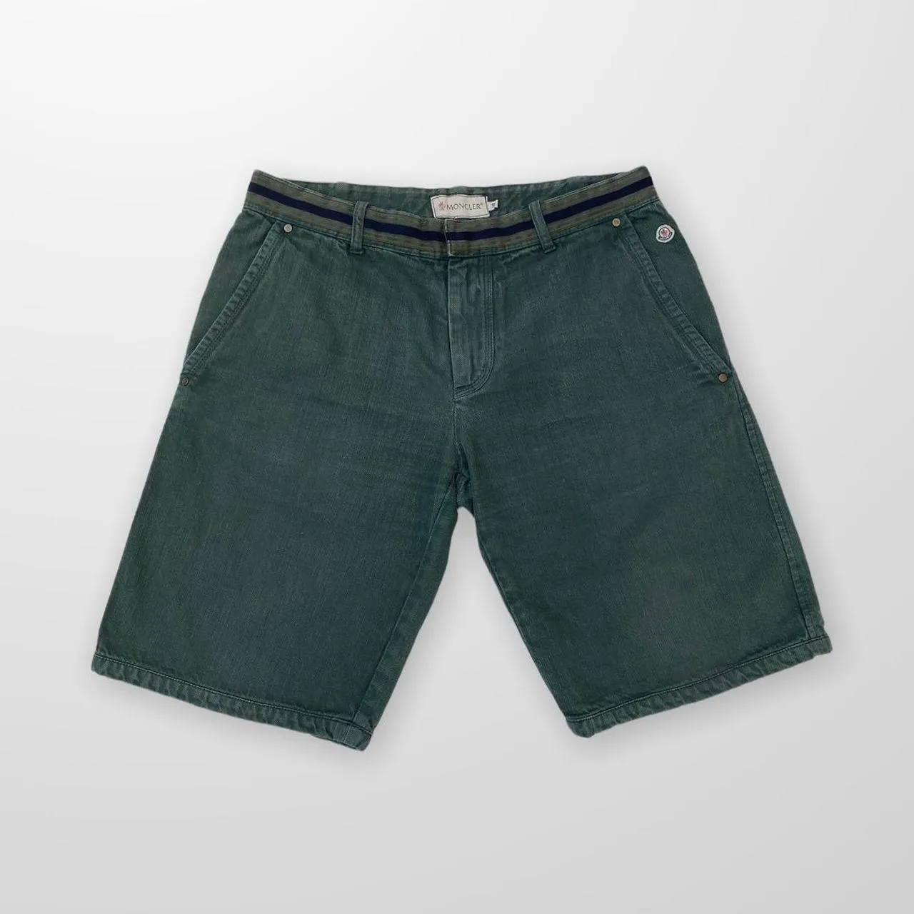 Vintage Moncler Denim Shorts In Overdyed Green