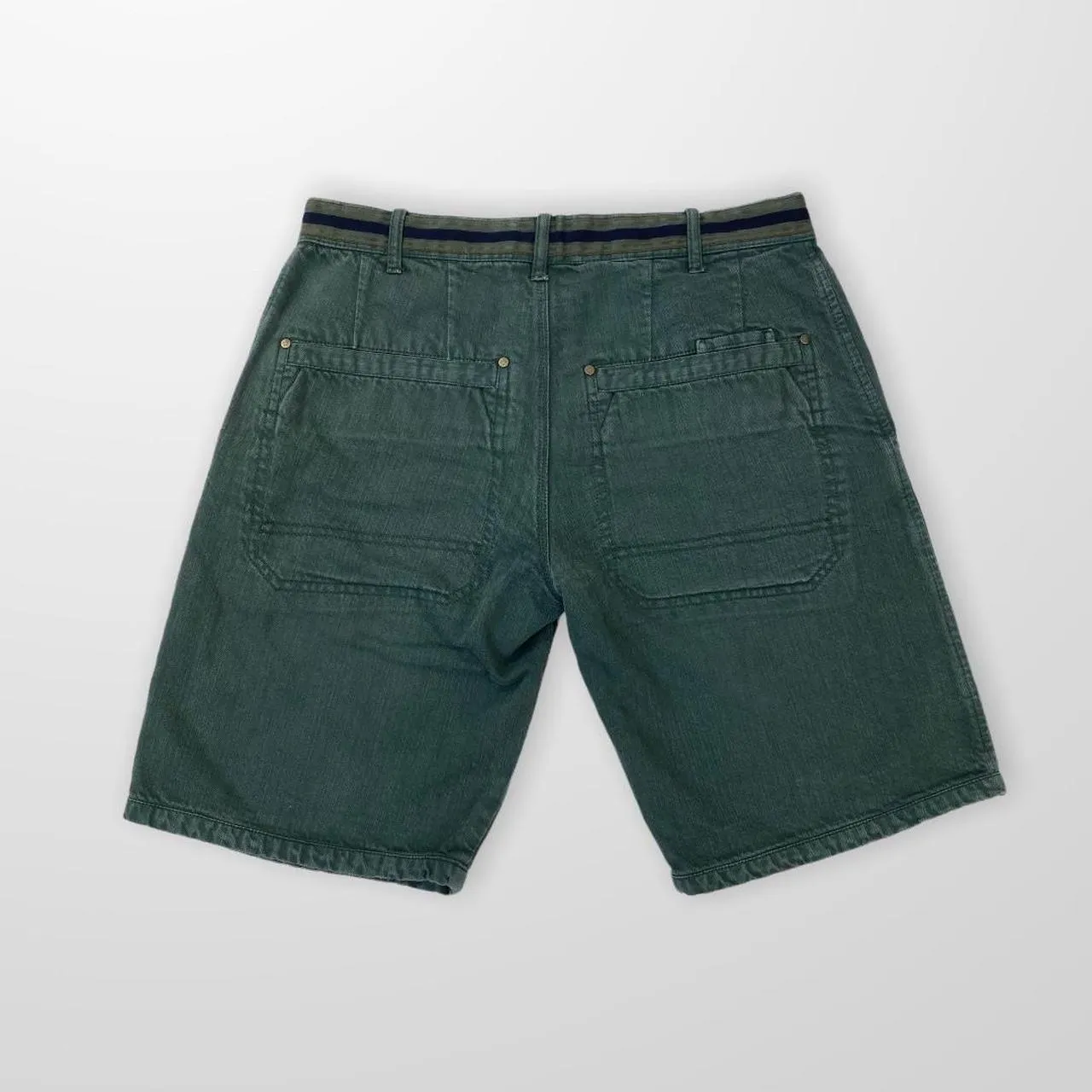 Vintage Moncler Denim Shorts In Overdyed Green