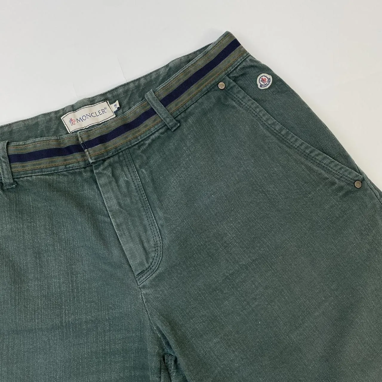 Vintage Moncler Denim Shorts In Overdyed Green