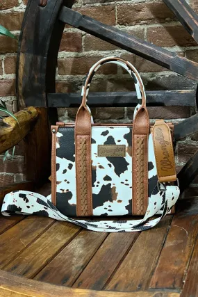 Wrangler Full Brown Cow Print Concealed Carry Crossbody Tote