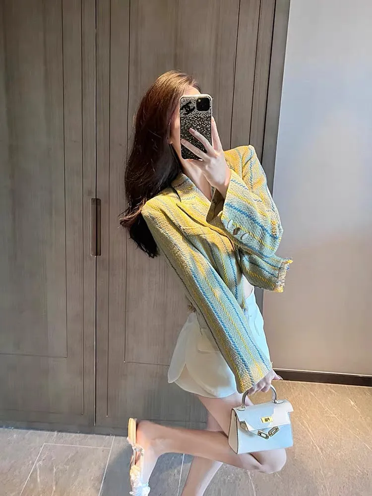 Xiaoxiangfeng suit jacket for women 2023 autumn new style high-end and high-end short suit top for small people