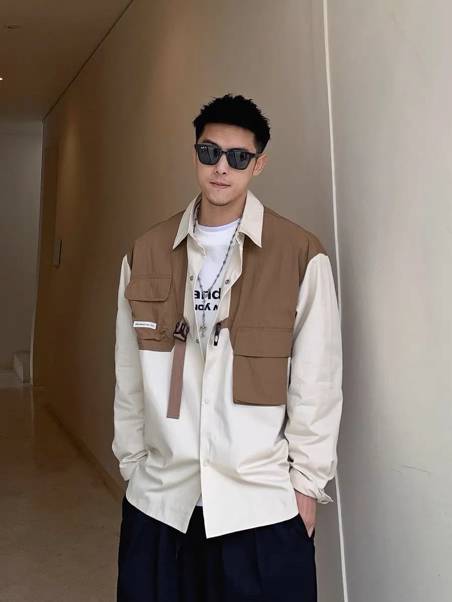 Xu Tailang Japanese fashion workwear patchwork jacket men's 2023 new spring fashion brand trend Korean style casual jacket