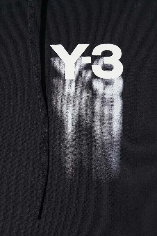 Y-3 cotton sweatshirt Graphic Hoodie men's black color hooded with a print IZ3169