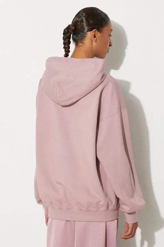 Y-3 sweatshirt Fleece Hoodie women's pink color hooded with a print JD9819