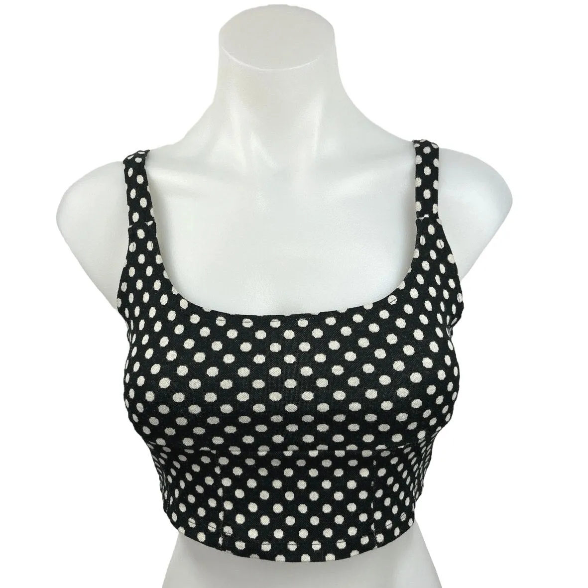 Zara Black White Square Neck Polka Dot Pullover Y2K Chic Crop Tank Top Size M