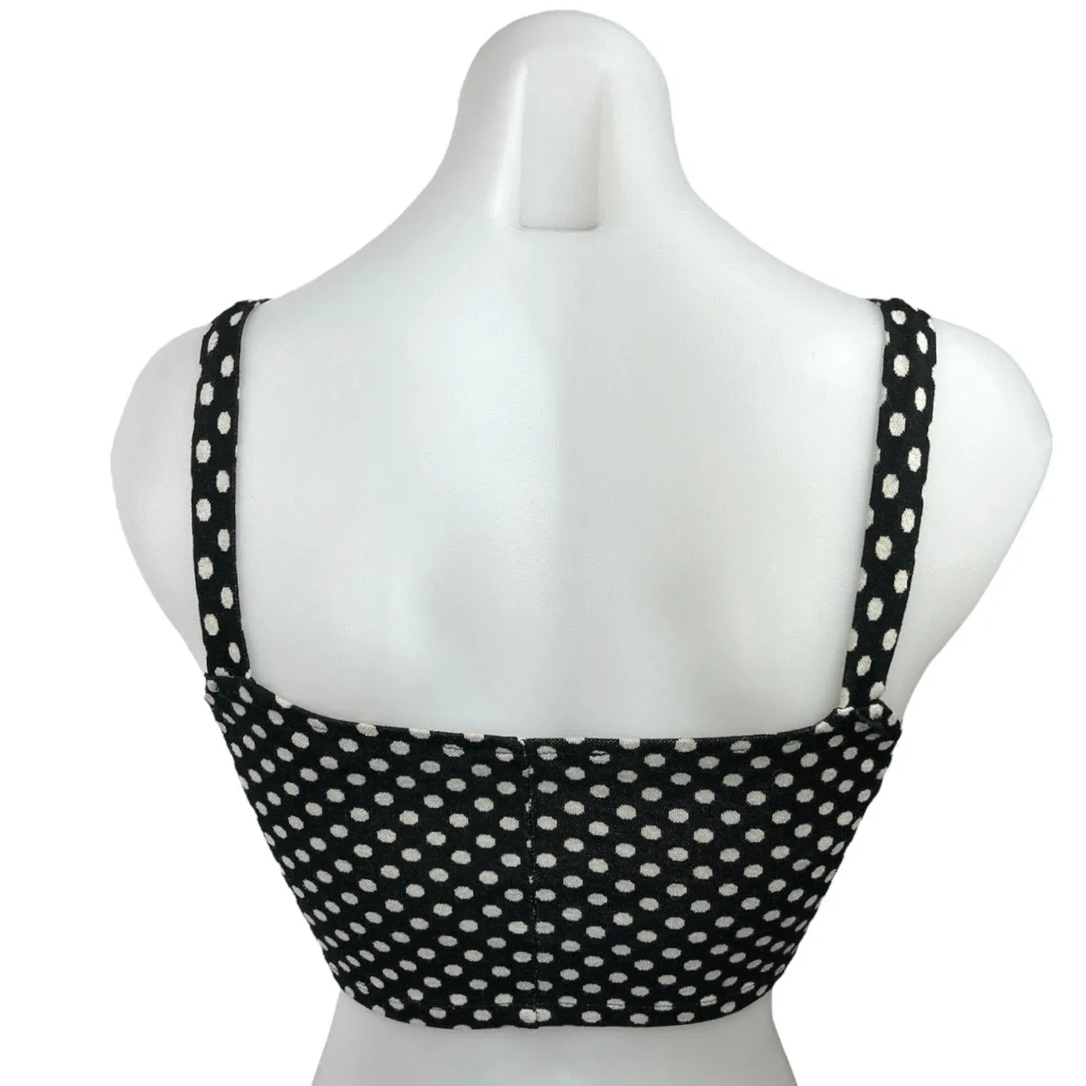 Zara Black White Square Neck Polka Dot Pullover Y2K Chic Crop Tank Top Size M