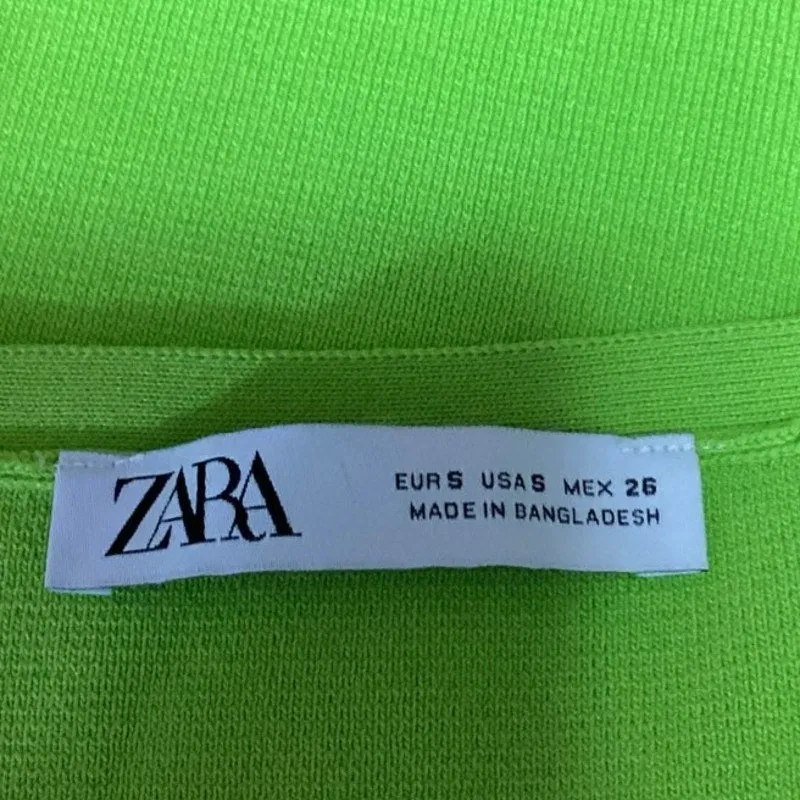 Zara Green High Neck Sleeveless Knit Chic Pullover Casual Stretch Crop Top Sz  S